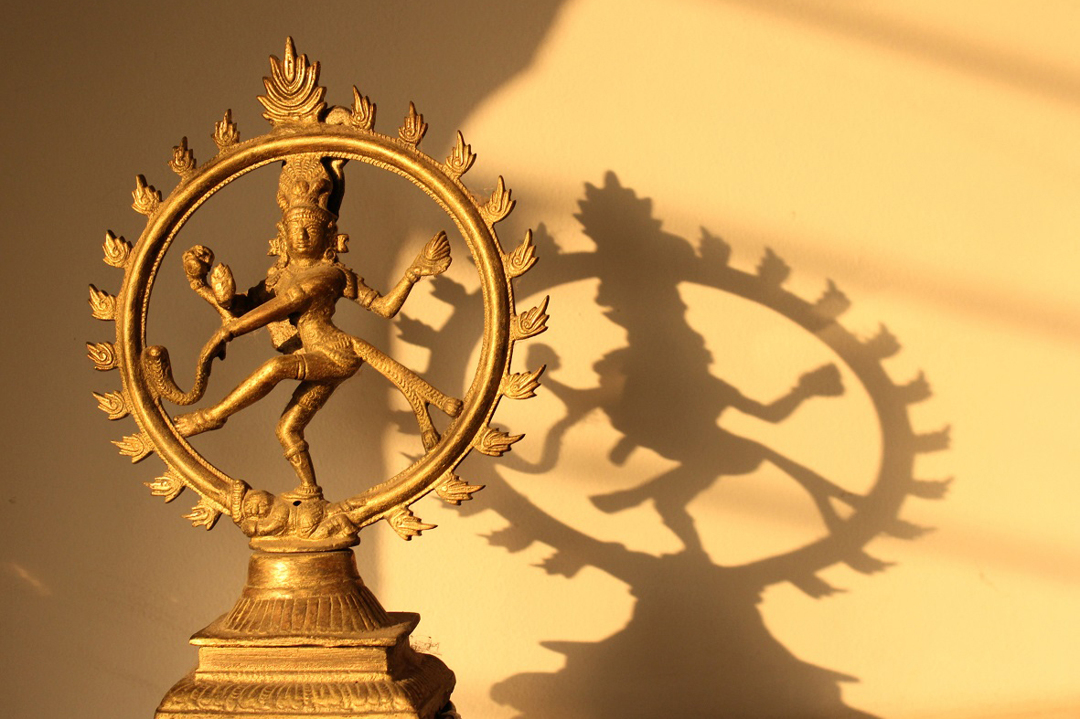 Brass Shiva Statue as Lord of Dance Nataraja Under Fiery Arch on The Dwarf  of Ignorance 25